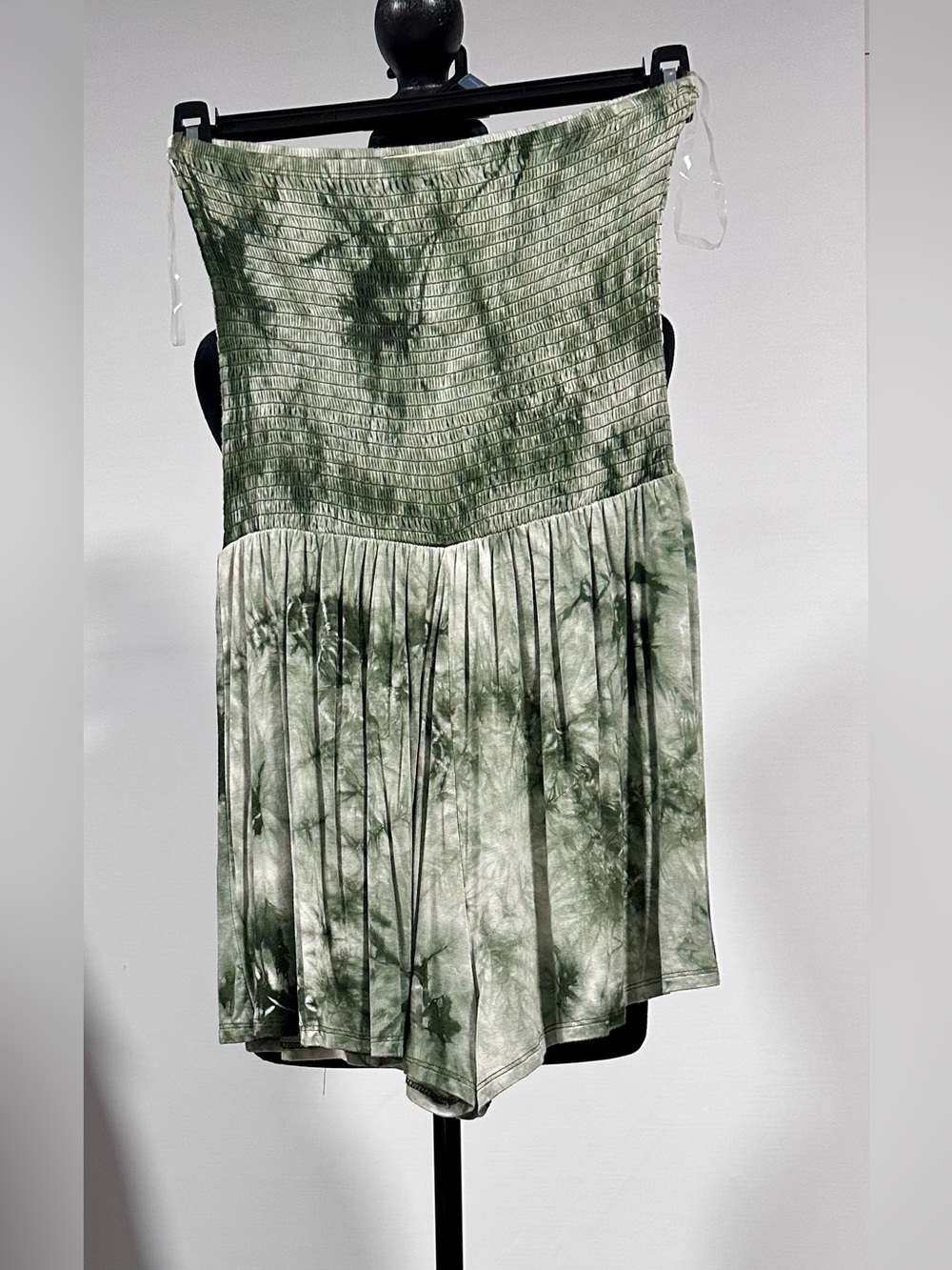 Heart & Hips Olive Green Tie-Dye Strapless Romper